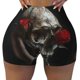 thumbnail image 2 of Balery Realistic Rose Skull Pantalones cortos de entrenamiento estampados para mujer, sin costuras, ajustados, para gimnasio, yoga, correr, deportes, ejercicio activo, fitness.-Medium, 2 of 8