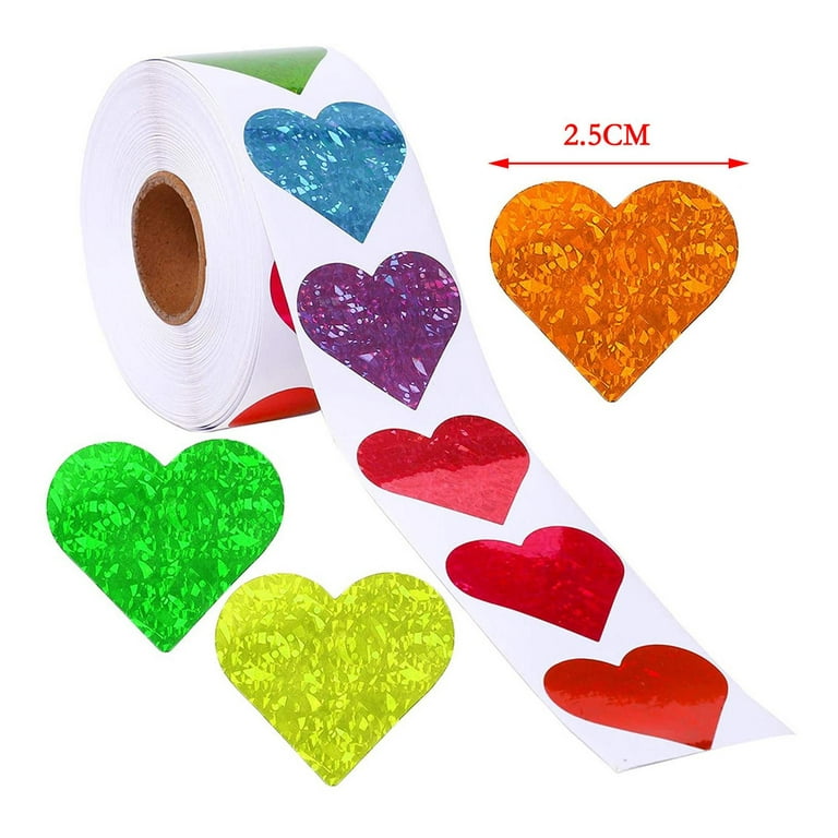 Heart Shape Stickers 1.5/1 Inches 500 Heart Labels for Birthday Candy  Dragee Bag Envelope Seals