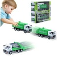 thumbnail image 5 of Ficcug 2 Pack Pull Back Garbage Truck Toy, 1/48 Scale Alloy Trash & Dump Truck,Friction Powered Toys Cars for Age 3 4 5 6 Boys Girls Toddlers, 5 of 6