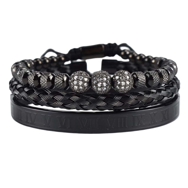 Pulsera de cuerda Yinane Pulsera tejida 18 cm ~ 19 cm Ancho de Pulsera Color negro Roma