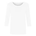 thumbnail image 5 of JINMGG Fall Long Sleeve Shirts for Women, Womens Summer Fall Tops 2023 Women's Fashion Solid Loose T-Shirt Mid-length 3/4 Sleeves Blouse Round Neck Casual Tops, 5 of 5