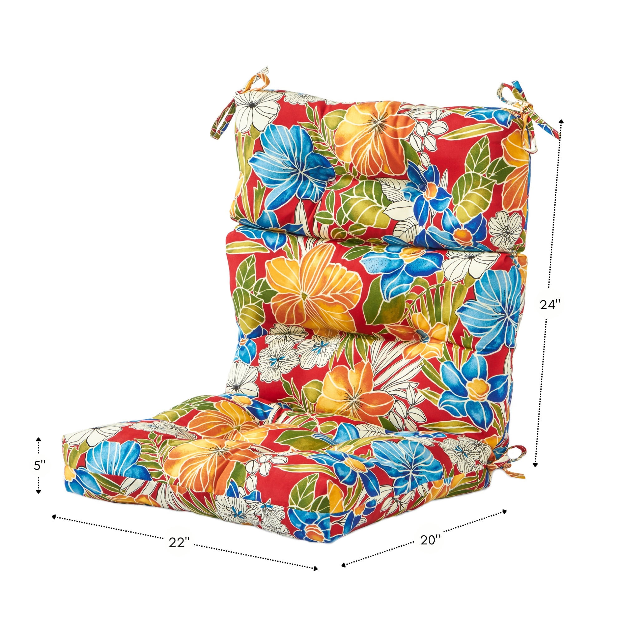 Greendale Home Fashions Outdoor 44'' x 22'' High Back Chair Cushion, Aloha Red
