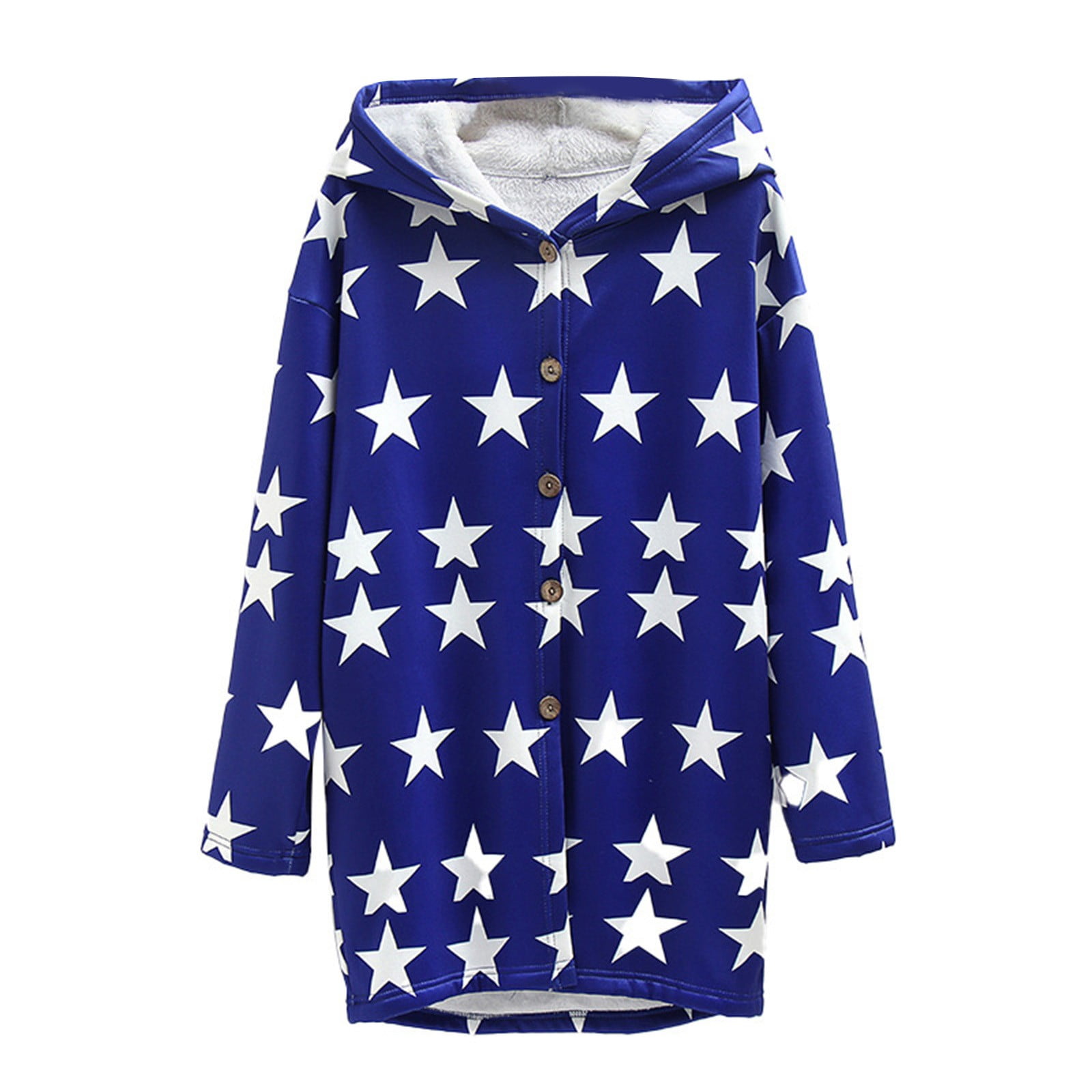 HTNBO Women's Coat Velvet Hooded Loose Long Sleeve Casual Fall Winter