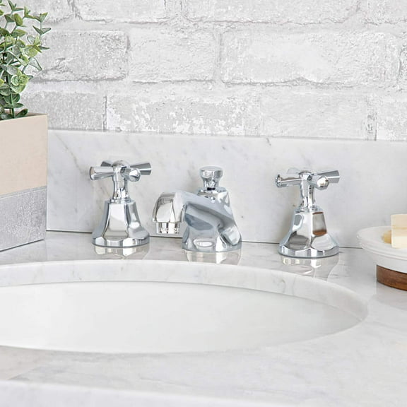 Deco Widespread Bathroom Sink Faucet - Metal Cross Handles