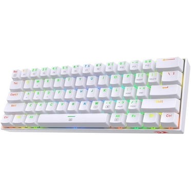 Redragon K630 Dragonborn 60% Wired RGB Gaming Keyboard, 61 Keys Compact Mechanical Keyboard with Linear Red Switch, Pro Driver Support, White