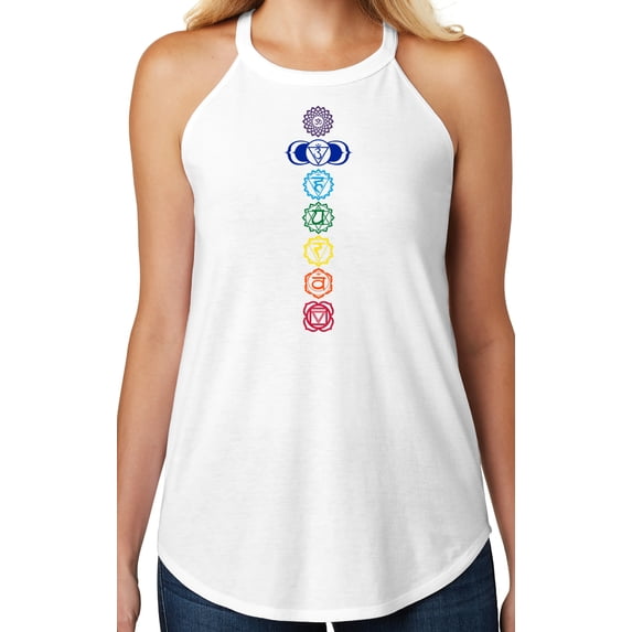 Women's 7 Colored Chakras Yoga Tank Top, 2XL White