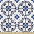 thumbnail image 1 of Mosaic Fabric by the Yard, Traditional Portuguese Azulejo Motif in Moroccan Ethnic Effects Print, Decorative Upholstery Fabric for Chairs & Home Accents, Off White and Night Blue by Ambesonne, 1 of 5