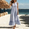 thumbnail image 6 of VBVC Women's Striped Ruffle Trim Sleeveless Maxi Dress , Summer Casual Beach Loose Dress For Women , Ladies' Vacation Long Dress with Pockets,Blue,S-3XL, 6 of 6