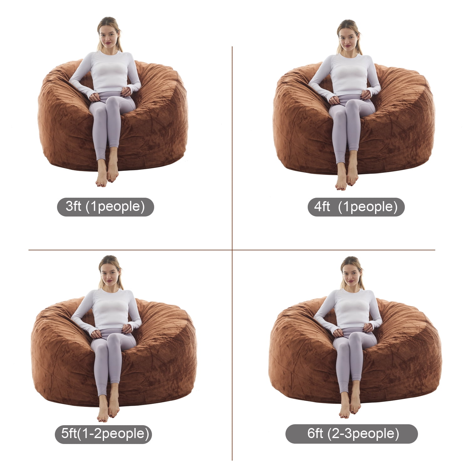 LaoGeoRon 5ft Dorm Room Chairs with Filler for Adults,High Rebound Memory Foam Bean Bag Couch,Removable and Washable Flannel Cover