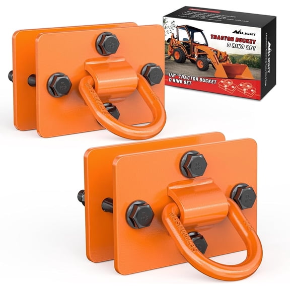 Nilight 2Pcs 1/2" D Rings for Trailers Heavy Duty Trailer Tie Down Rings, Grade 70 Forged Steel Bolt-On Grab with Back Plates for Tractor Bucket RV UTV Truck MBS 12000 lbs, Orange