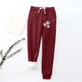 thumbnail image 2 of Gibobby pantalones mujer Pantalones casuales de invierno con estampado de flores de diente de león, cálidos y polares, con bolsillo y cintura larga (Rojo, L), 2 of 3
