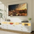 thumbnail image 3 of 86.6" TV Stand for TVs up to 100", High-Gloss TV Console Entertainment Center with LED Lights, 4 Drawers and 4 Open Compartments for Living Room, White, 3 of 7