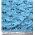thumbnail image 1 of Soimoi Rayon Crepe Fabric Text,Airplane & Map Decor Fabric Printed Yard 46 Inch Wide, 1 of 1