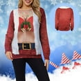thumbnail image 2 of Pull à Capuche pour Femmes de Noël, Cardigan d'Hiver à Col Rond, Fermeture à Manches Longues, Veste Mi-Longue, Chandail en Molleton Imprimé Graphique, 2 of 6