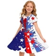 thumbnail image 1 of Odeerbi Niñas Día de La Independencia Vestido de Línea A Verano Patriótico Cuello Redondo Manga Corta Vestido Casual, 1 of 9