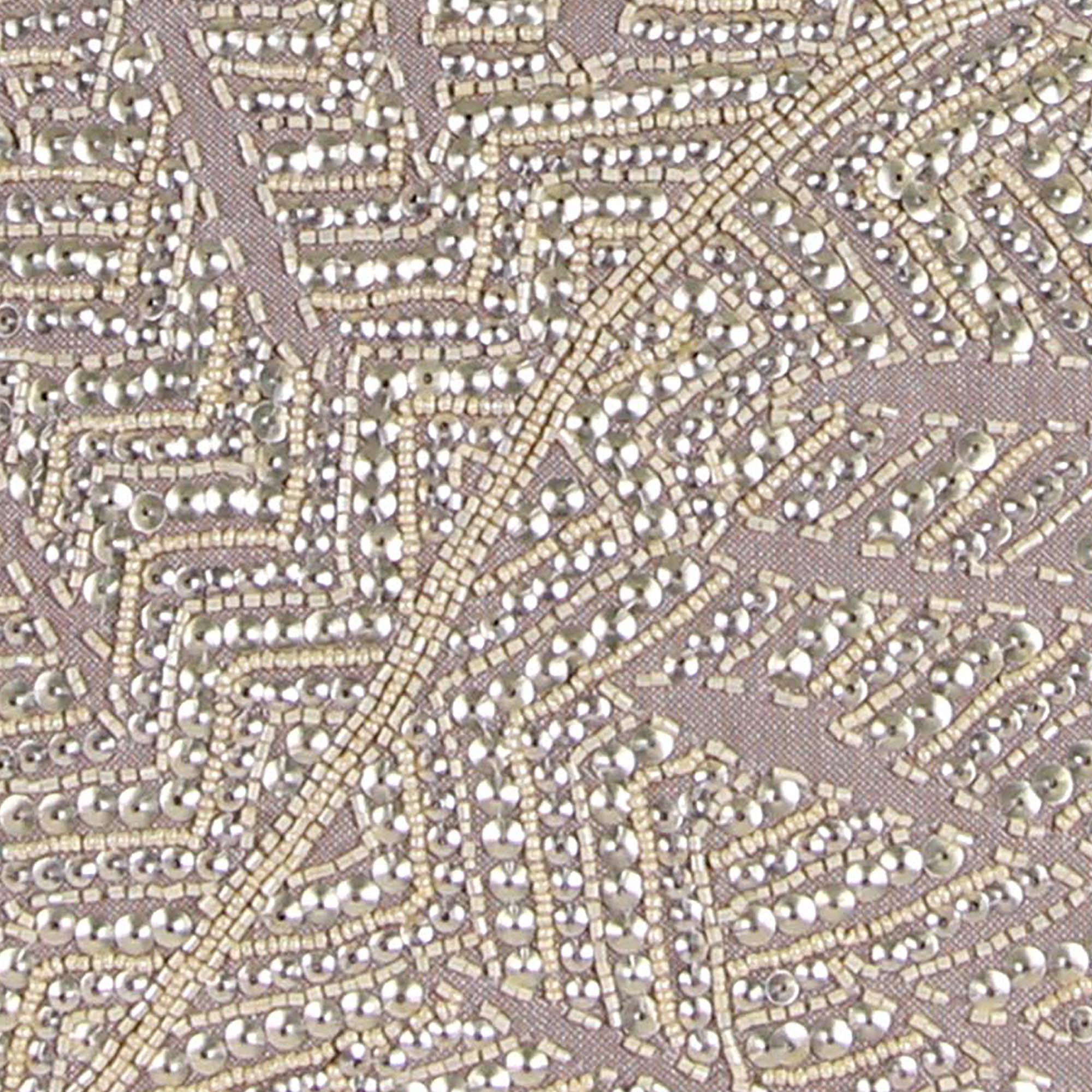 Jordan Manufacturing 16" x 16" Tan and Gold Leaves Square Reversible Decorative Throw Pillow with Bead and Sequin Accents