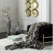 SAFAVIEH Faux Pheasant Striped Fur Throw, 50" x 60", Black/Grey