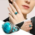 thumbnail image 3 of CILENON Fashion Rings Creative Gift Ethnic Wind Retro Imitation Turquoise Couple Rings Men And Women Finger Ring Jewelry (Rose Gold,One Size), 3 of 5
