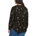 thumbnail image 3 of Hilary Radley Women's Floral Print Relaxed Fit Long Sleeve Top Blouse-Black / XL, 3 of 4