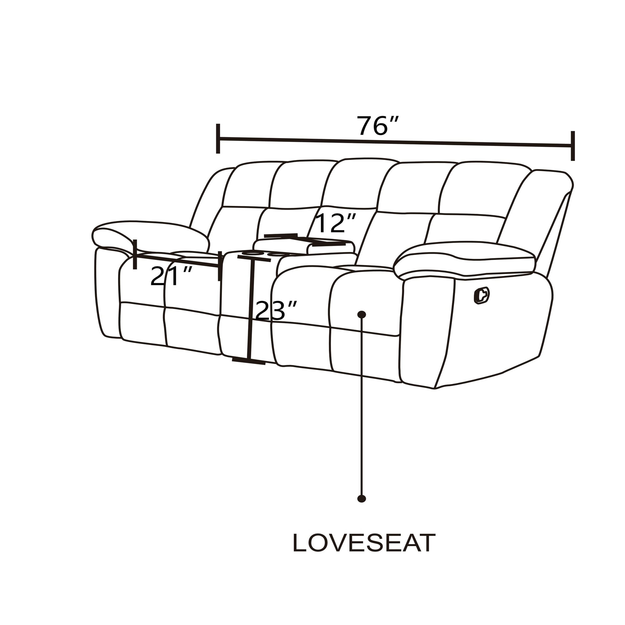 MAYEERTY Reclining Loveseat, 2-Seat Corduroy Fabric Recliner with Storage & Cup Holders for Living Room, Dark Gray