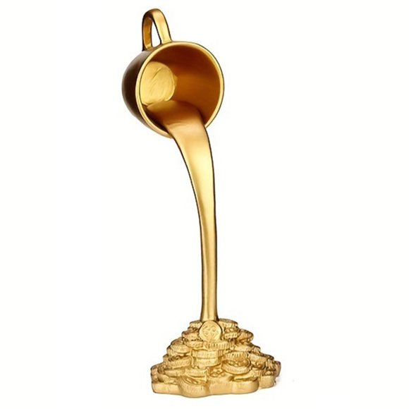 Taza de café flotante, escultura de taza, estatua de resina, adorno Fengshui de cocina, estatuilla de moneda derramada