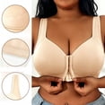 thumbnail image 2 of Feancey Plus Size Bras for Women Front Closure Everyday Brassiere Anti-Sagging High Support Wireless Bras Wide Strap Casual Full Coverage Bra Beige L, 2 of 9