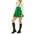 thumbnail image 4 of INSPIRE CHIC Women's  High Waist Lace Up Tie Front A-Line Mini Suspender Skirt XS Green, 4 of 6