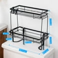 thumbnail image 2 of Simperf Over the Toilet Storage Shelf, 2-Tier Bathroom Storage Organizer Shelves, Bathroom Space Saver Toliet Storage Shelf, Toilet Storage Rack with Hooks, Black, 2 of 8