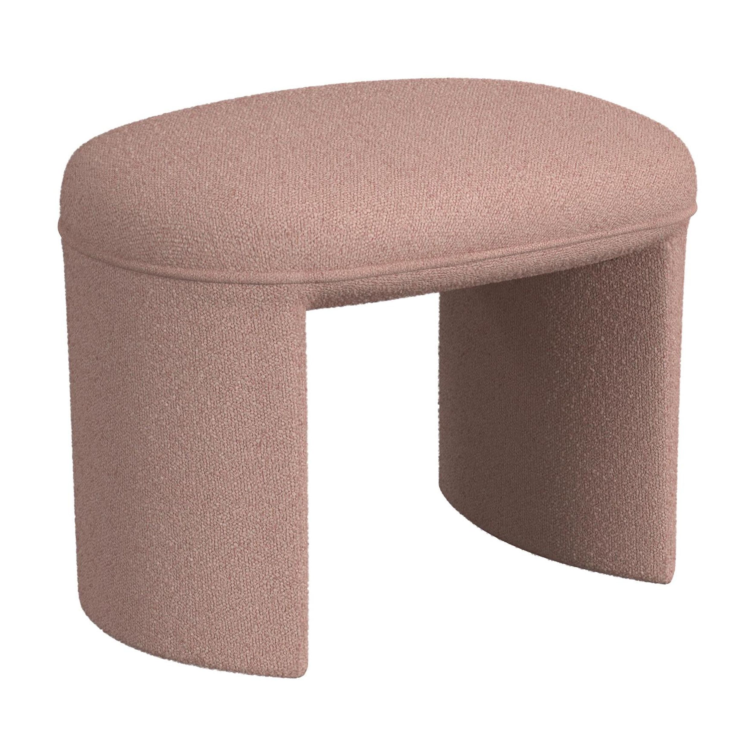 HomePop Quinn Upholstered Ottoman, Pink Boucle
