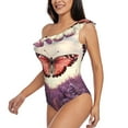 thumbnail image 5 of Daiia Butterfly Over Lavender Women's One Piece Swimsuits Personalized One Shoulder Swimwear Asymmetric Ruffle Bathing Suits-X-Large, 5 of 8