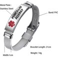 thumbnail image 2 of LAICAIW Red Medical Alert ID Bracelet for Women Mens Emergency First Aid Health Alert Laser Engraved Stainless Steel Adjustable PVC Band Bracelets for Elderly, 2 of 7