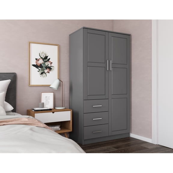 100% Solid Wood Metro 2-Door Wardrobe