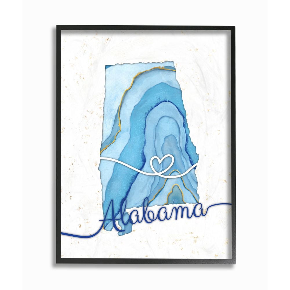 Stupell Industries Alabama Agate Blue US State Design Framed Wall Art by Ziwei Li