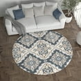 thumbnail image 5 of Alise Rugs Carrington Global Floral & Botanical Indoor Area Rug Grey 5'3'' Round 6' Round Living Room,Bedroom,Dining Room Round, 5 of 5