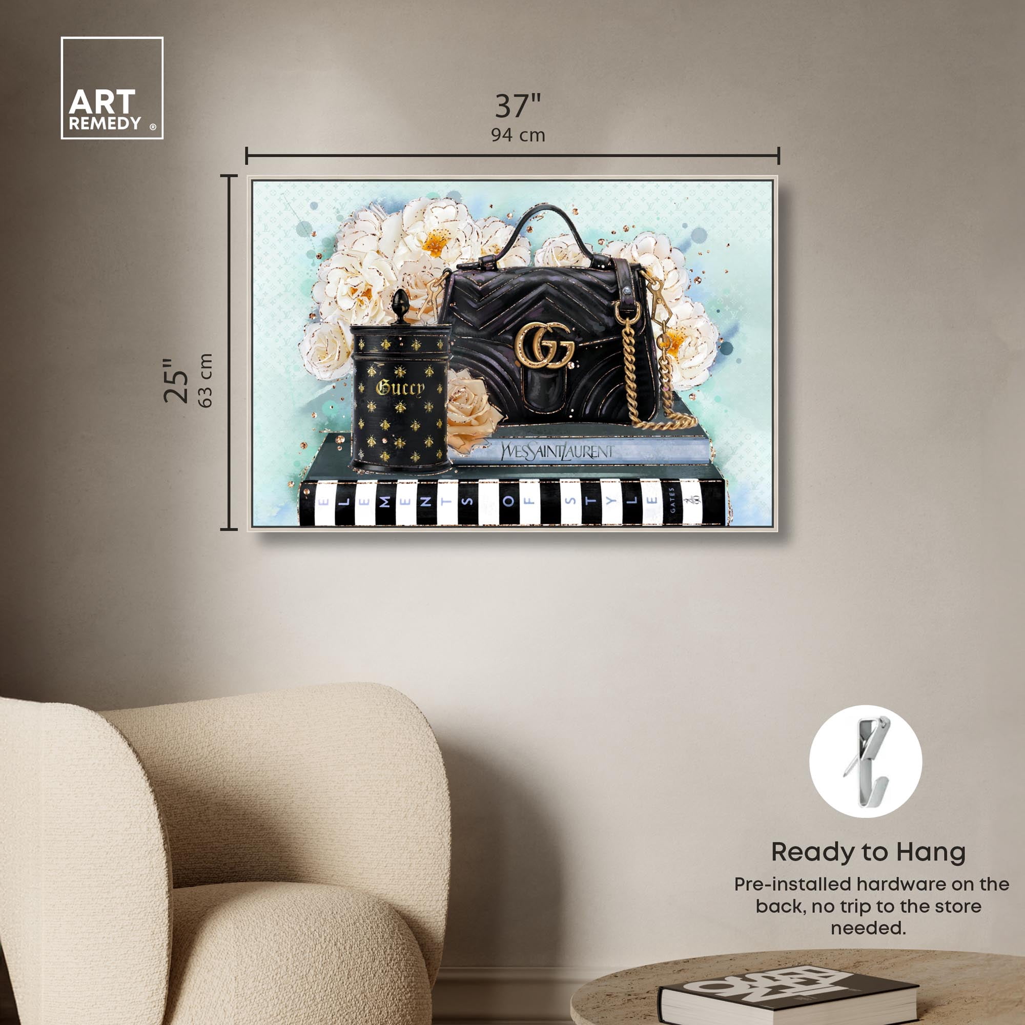 Beloved Elements Blue Canvas Fashion Art Prints by Art Remedy, Silver Frame, 36" x 24"