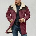 thumbnail image 5 of Mens Suede Jacket Notched Collar Coats Leather Winter Long Jackets Casual Outdoor Motorcycle Jacket Retro Tops, Z04 Red, Size S, 5 of 5