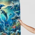 thumbnail image 3 of JRXY Blue Cheerful Dolphins and Tropical Fish Shower Curtain Multiple Sizes White, 3 of 7
