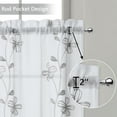 thumbnail image 5 of Haperlare 26"Wx45"L Sheer Floral Embroidered Kitchen Curtains Semi-Sheer Curtains Rod Pocket Bathroom Curtain Sheer Window Treatment, Gray, 2 Panels, 5 of 7