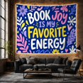 thumbnail image 6 of Book Joy Favorite Energy Quote With Flowers, Cheerful Illustration Style for Book Lovers, Literary Wall Decor, Birthday Gift, Tapestry Wall Hanging for Bedroom and Reading Nook, 6 of 7