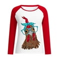 thumbnail image 4 of Fesfesfes Women's Long Sleeve Tops Chicken with Bandana Printed Raglan Long Sleeve Blouse Tops Shirt, 4 of 5