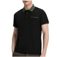 thumbnail image 2 of T-shirts for Men Plus Size under $5 Short Sleeve Button Pocket Turndown Collar POLO Solid-Color Casual Lapel Shirt Army Green L, 2 of 5