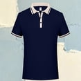 thumbnail image 2 of WAYUTE Mens Polo Shirts Short Sleeve Button Down Patchwork Color Knit Classic Fit Top for Work Business Daily Wear Casual Outdoor, 2 of 3