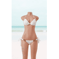 thumbnail image 2 of Meloria Swim and Fashion's Sexy White Textured Padded Metallic-Chain Bikini Sets, 2 of 5