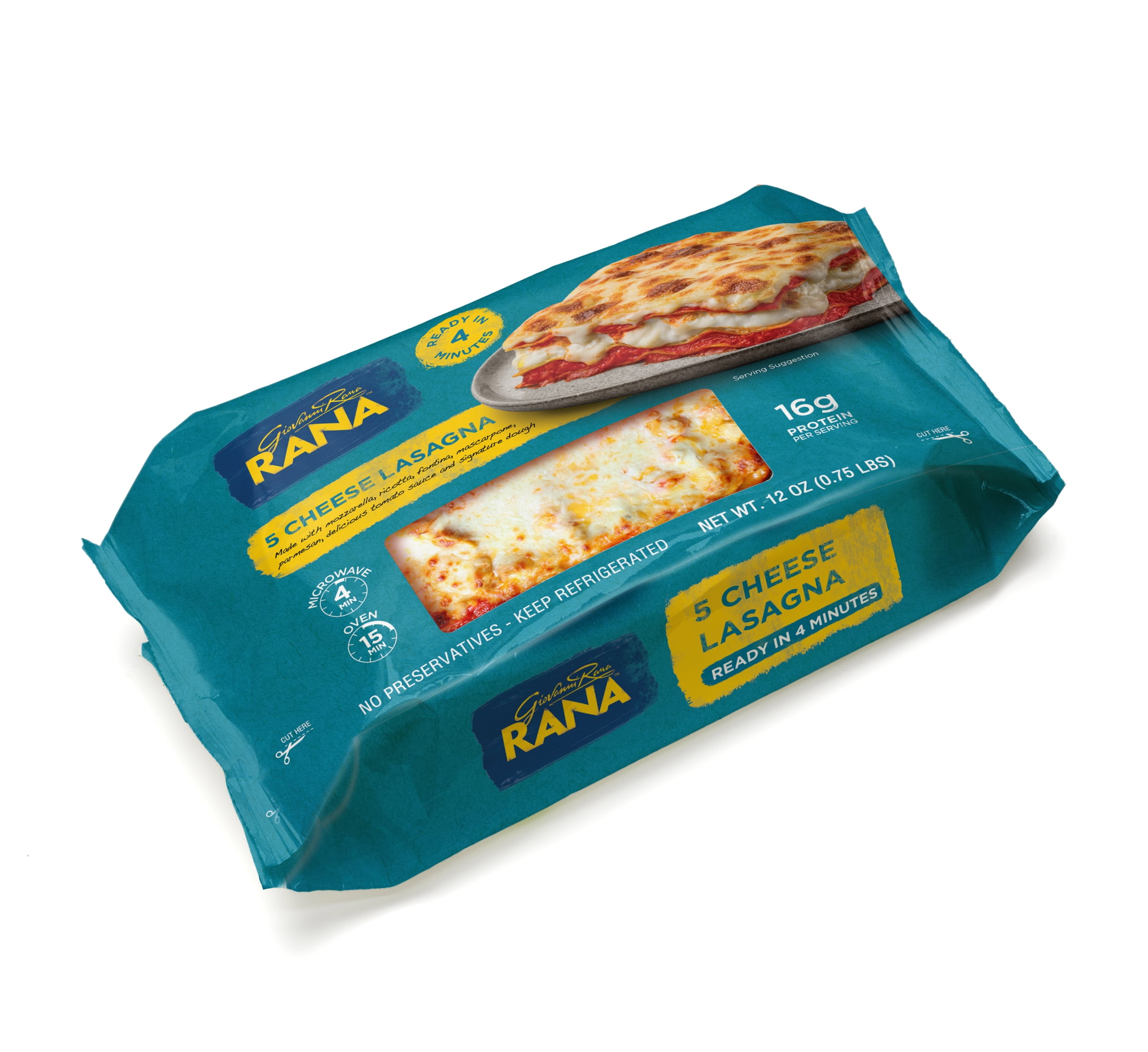 Giovanni Rana Homestyle Lasagna Five Cheese Premium Prepared Entrée Tray (Single Serving, 12oz), Refrigerated