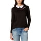 thumbnail image 1 of maison Jules Blusa con cuello a rayas con lazo para mujer, negro, pequeño, 1 of 1