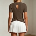 thumbnail image 2 of Rhuody Cute Tops For Women Open Back Short Sleeve Tops Loose Fit Athletic Crop Tee Gym Running Yoga Shirt Trend Wear Coffee, 2 of 6