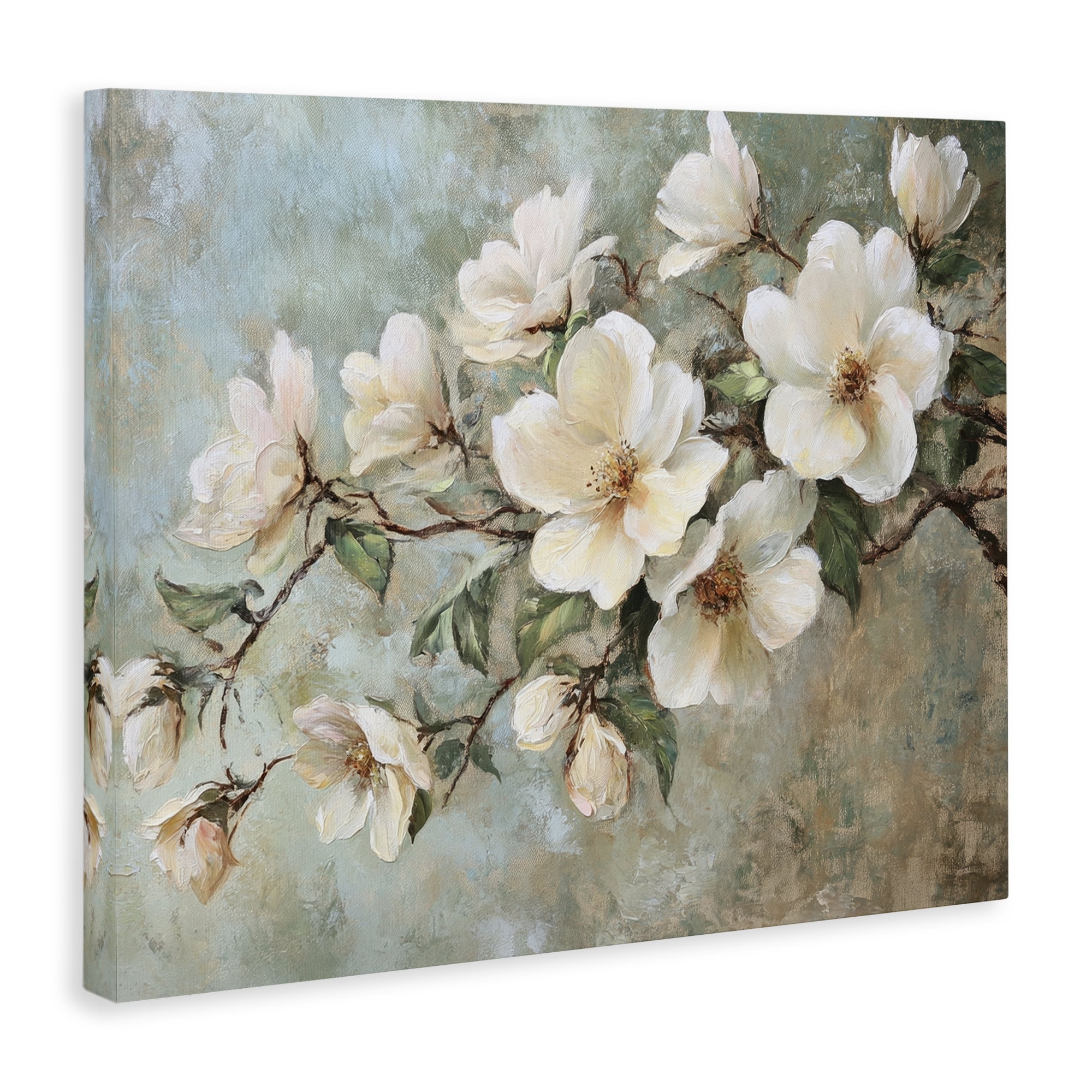 Stupell Industries In Bloom Flower Branch Plants & Flowers Painting Wrapped Canvas Art Print Wall Art, 30 x 24