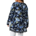 thumbnail image 3 of Agnes Orinda Women's Plus Size Crew Neck Lace Trim A-Line High Low Hem Floral Blouse Tunic Tops 3X Navy Blue, 3 of 6