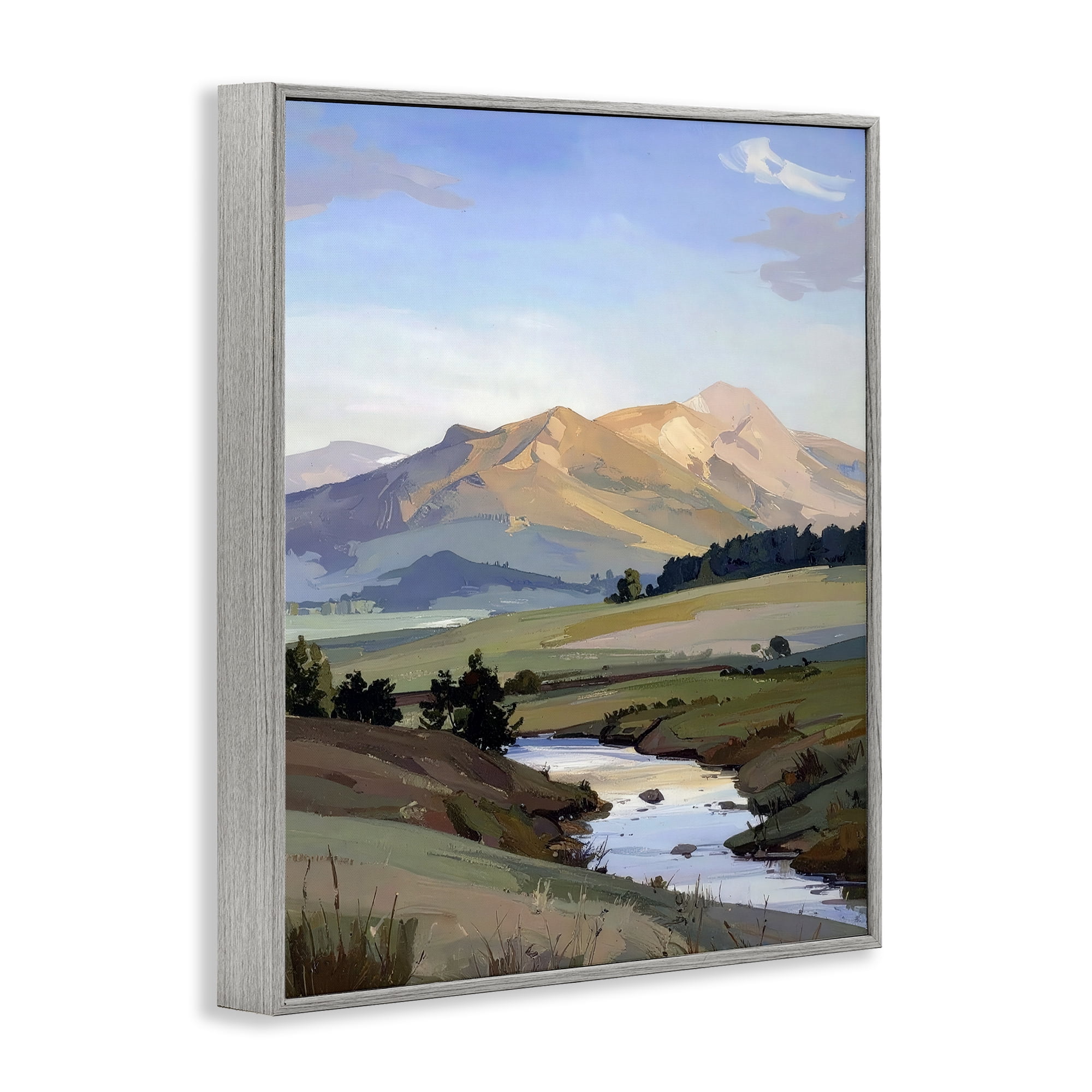 Stupell Industries Across The Valley River Gray Framed Giclee Art, design by Alonza Saunders
