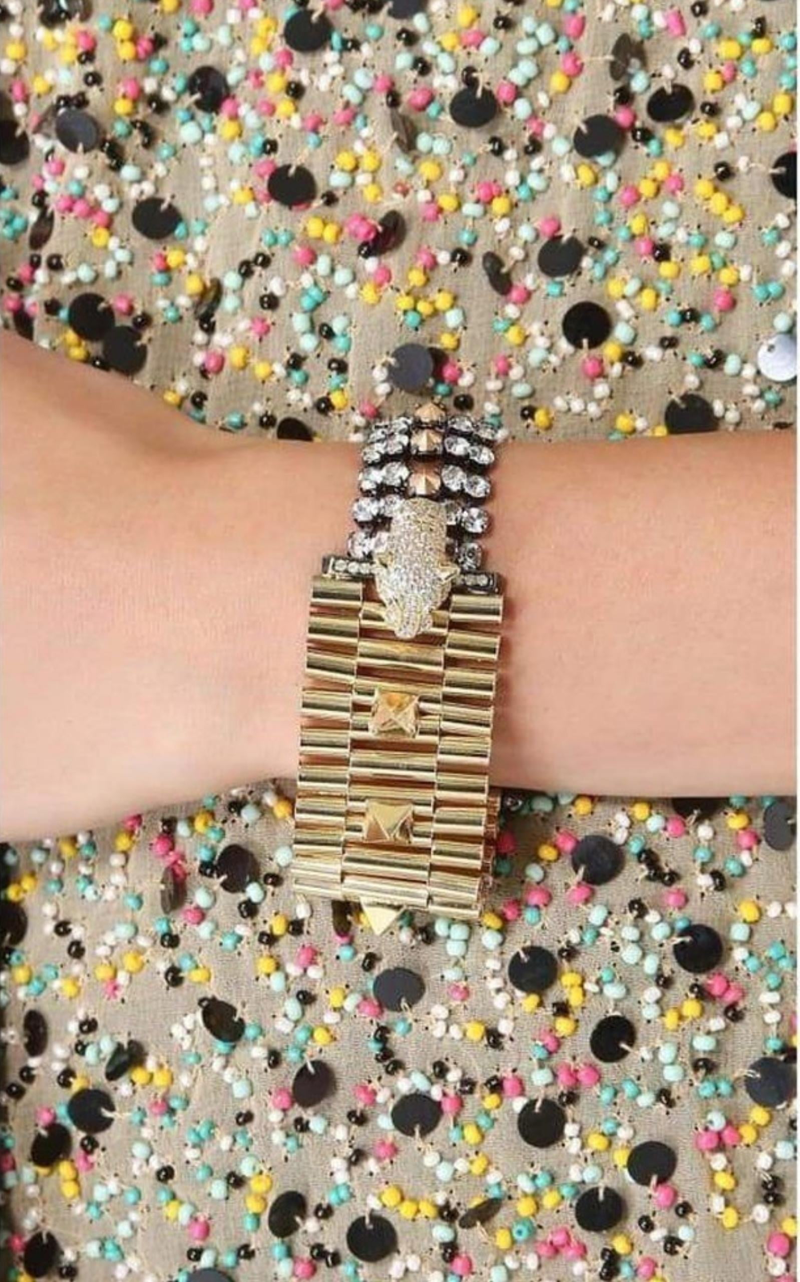 ブレスレット Cheetah Head Crystal Bracelet Iosselliani Cheetah Head Crystal Bracelet - Runway Catalog
